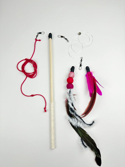 Handmade Cat Wand Bundle — Wand + 3 Interchangeable Lures