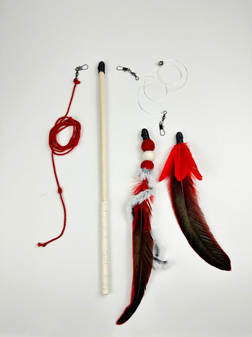Handmade Cat Wand Bundle — Wand + 3 Interchangeable Lures